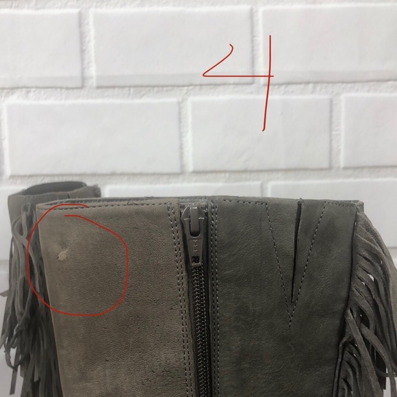 GIANNI BINI Fringe gray leather boots block heel - Picture 3 of 8